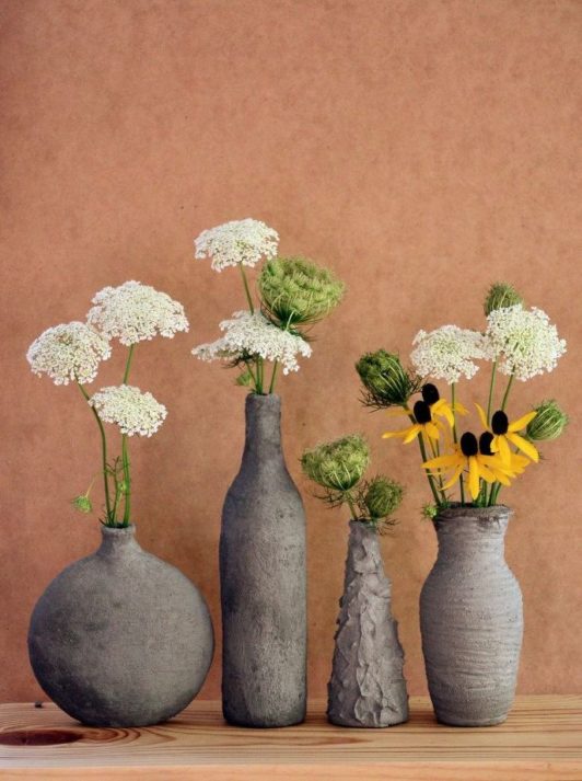 DIY Cement Covered Bottles