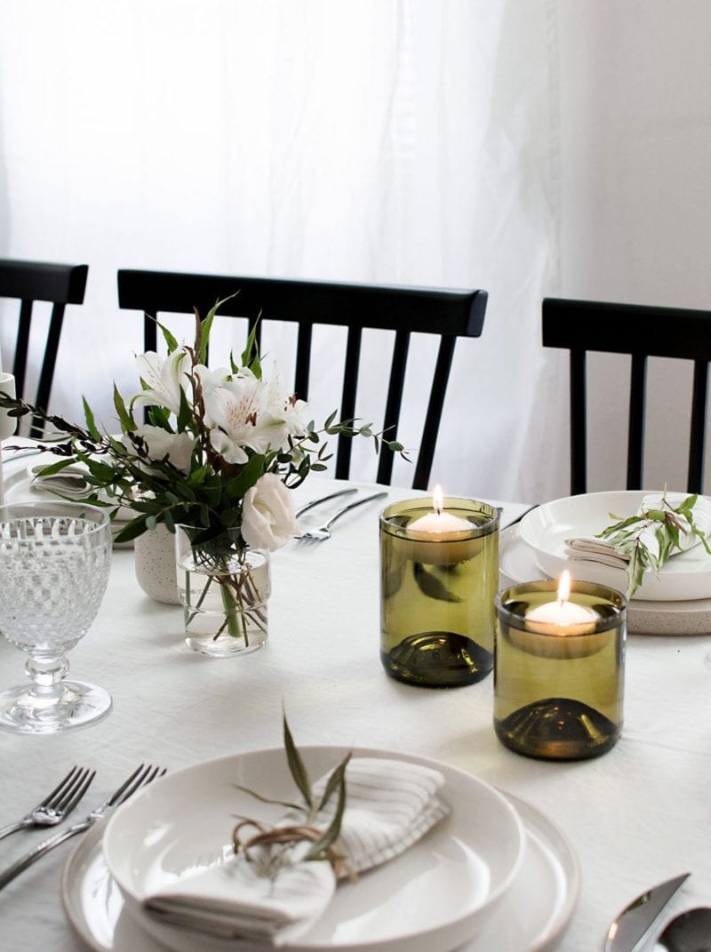 Glass Bottles bottoms turned into Candle Holders